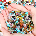 200pcs Natural Chip Stone Beads Gemstone Healing Crystal Loose Rocks Bead Irregular Glass Seed Charm Beads Drilled DIY for Jewelry Bracelet Necklace Earrings Christmas Making Crafting Supplies (5-8mm)