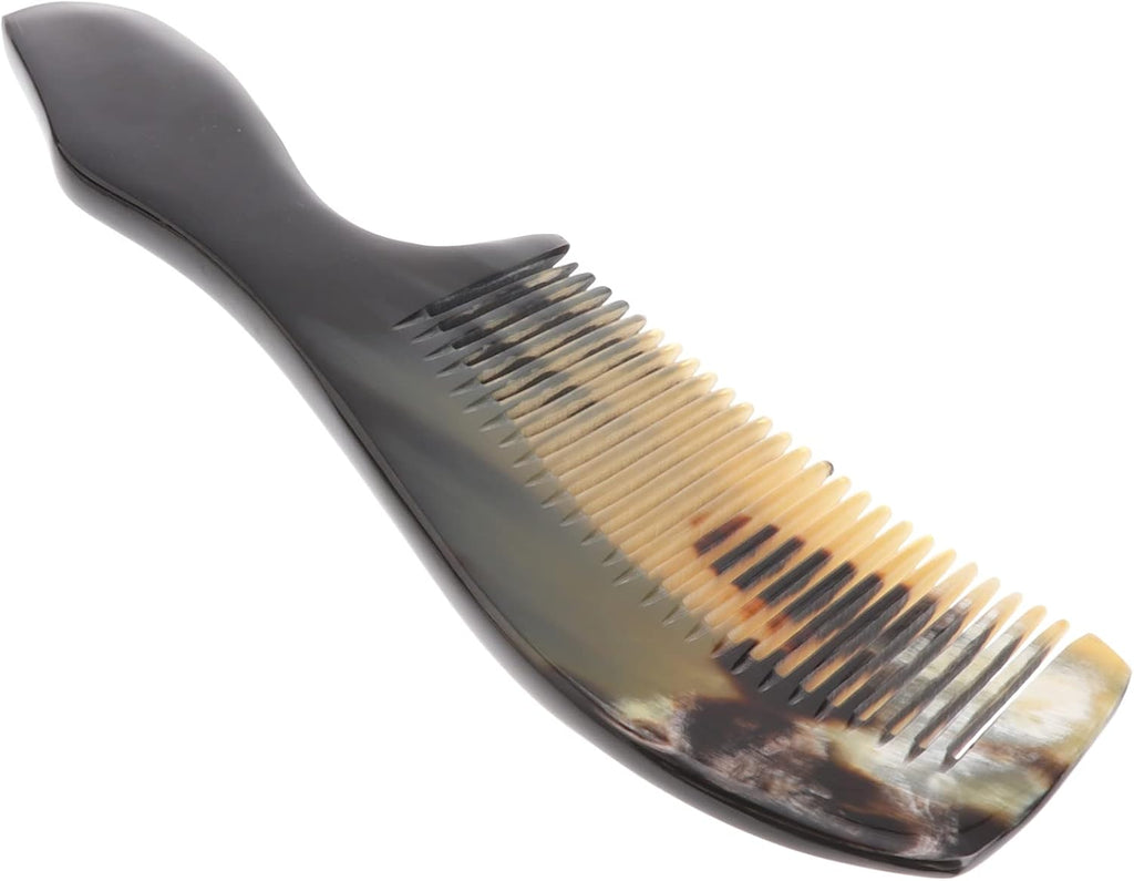 DOITOOL Natural Ox Horn Comb Handmade Buffalo Horn Fine Tooth Hair Combs with Handle Portable Massage Anti- static Elegant Hairdressing for Women Girls