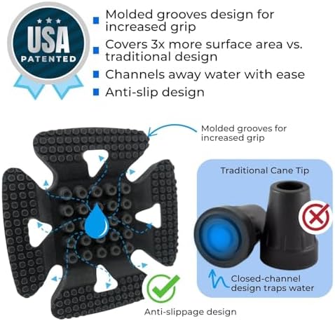 MDUB Medical All Terrain Tip - Heavy Duty Design Cane or Crutch Tip - Sand, Snow, Dirt, and Rain Tip - 3/4" | Black | 1 Pack