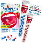 PaperMints CoolCaps Instant Fresh Breath Mints Sugar-Free Breath Freshener, Chronic bad breath treatment for adults, Dry Mouth product. Variety pack - 10 Tubes of 18 capsules