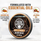 Viking Revolution Coffee Whiskey Beard Balm for Men - Beard Butter for Men with Argan Oil and Jojoba Oil Softener and Moisturizer Styling Balm (1 Pack, 2oz)
