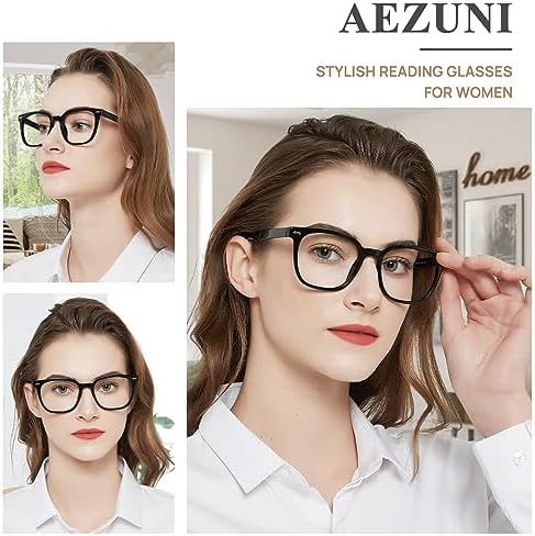 AEZUNI Large Frame Reading Glasses for Women Trendy Square Readers Eyeglasses 1.0 1.5 2.0 2.5 3.0 3.5 4.0 5.0 6.0
