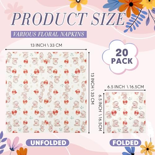 Crtiin 20 Pack Decoupage Napkins Floral Napkins Flower Cocktail Paper Decorative Toilet for Valentine's Day Birthday Party Beautiful Gorgeous, 20 Styles Each 6.5 Inches(Style 11)