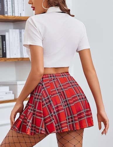 Avidlove Short Pleated Skirts for Women Cheerleader School Uniform High Waist Tennis Skater Mini Skirt