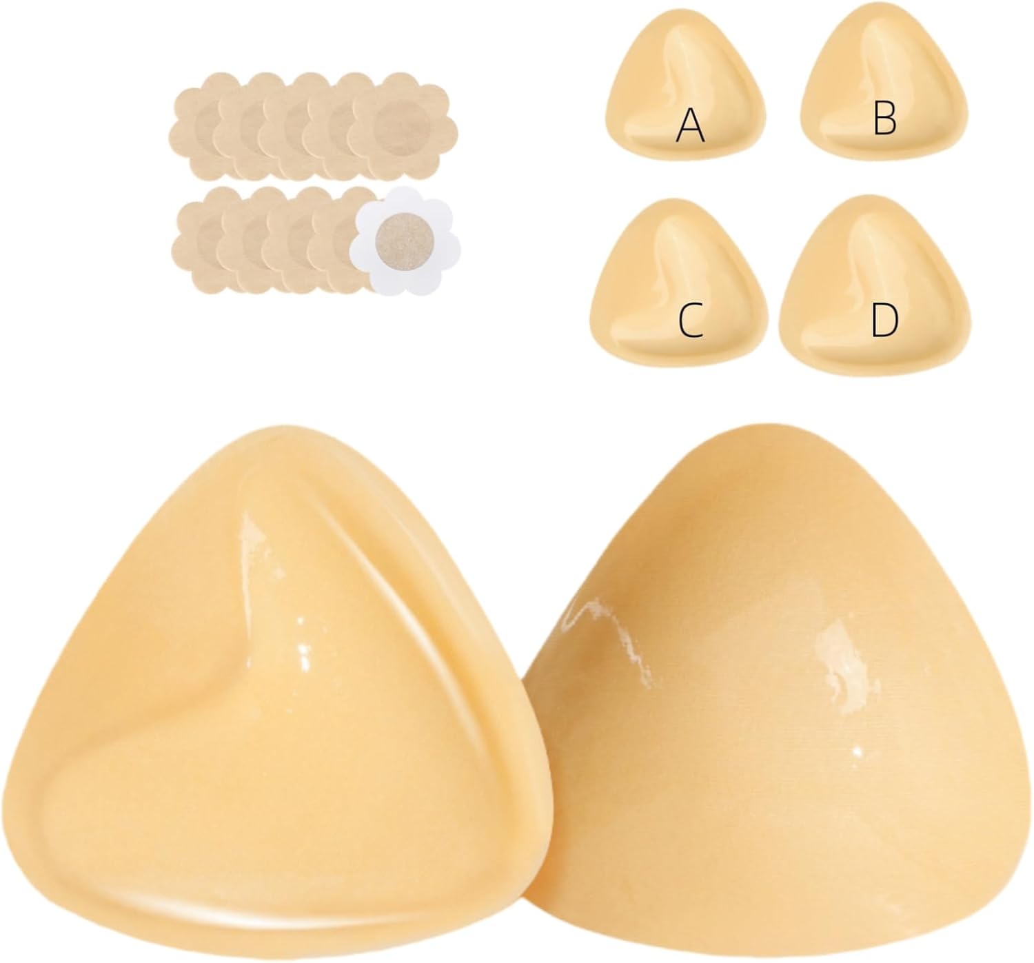 Double Sided Sticky Bra Inserts, Reusable Push Up Adhesive Pads with Padding for Bikini, Swimsuit, Sports Bra