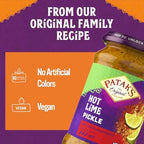 Patak’s Hot Lime Pickle - Authentic Indian Relish w/Lime Dices, Mustard Seeds & Aromatic Spices - Perfect for Sandwiches, Curries, Salads & Cold Meats - Vegan Spicy Pickle - 10oz Jar (Pack of 3)