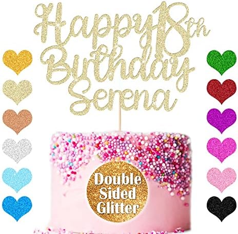 Happy Birthday Cake Topper Personalized Cake Topper Customised Birthday Cake Toppers with Any Name Age Multicoloured Custom Glitter Party Decorations 1st 18th 21st 30th 60th Birthday (Champagne Gold)