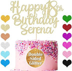 Happy Birthday Cake Topper Personalized Cake Topper Customised Birthday Cake Toppers with Any Name Age Multicoloured Custom Glitter Party Decorations 1st 18th 21st 30th 60th Birthday (Champagne Gold)
