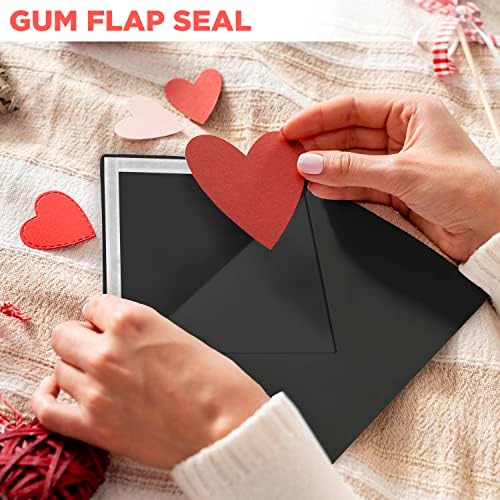 Darling Souvenir A2 Black Invitation Envelopes (4 3/8 x 5 3/4) Euro V-Flap 80 LBS Self-Adhesive Perfect for Greeting Cards, RSVP, Photo, Birthday, Event -Packs & Colours Available