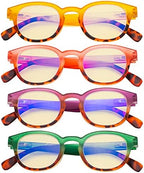 Eyekepper 4 Pack Ladies Computer Glasses - Blue Light Filter Readers for Women Anti Glare Reading Glasses Yellow Tinted +1.75