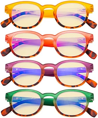Eyekepper 4 Pack Ladies Computer Glasses - Blue Light Filter Readers for Women Anti Glare Reading Glasses Yellow Tinted +1.75