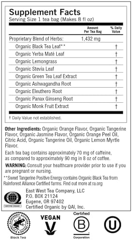 Yogi Sweet Tangerine Positive Energy, 16 Tea Bags, Packaging May Vary (Pack of 1)