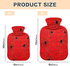 Cool Black Spiders Red Hot Water Bottles Hot or Cold Water Bottle with Soft Cover Hot Water Bag for Foot Bed Warmer Pain Relief, 2 Liters