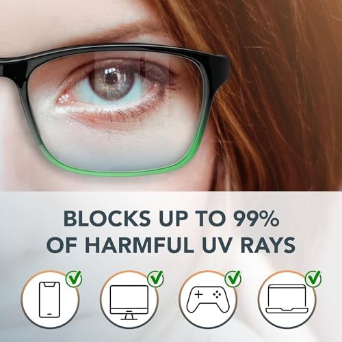Stylish Blue Light Blocking Glasses for Women & Men – Helps Ease Digital Eye Strain & Headache from Computers, Phones w/Case