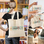 Cat Mom Auntie Physical Therapy Gifts Cosmetic Bags Canvas Tote Bag Christmas Gifts for Women Friend Aunt Therapist