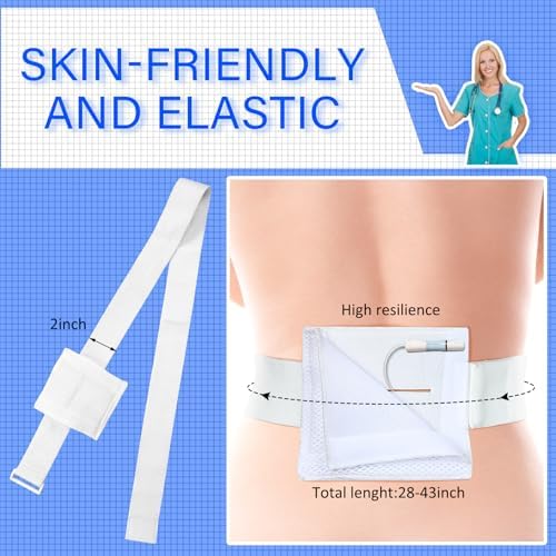 Tondiamo 2 Pcs Feeding Tube Holders Elastic PEG Feeding Tube Belt G Belt for Gastrostomy J PEG Peritoneal Dialysis Abdominal Pouch Pad Accessories, Adjustable and Washable, 28-43 Inch Waist