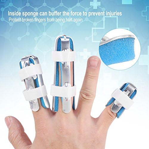 4-Sided Finger Splints, 1 Pair Recovery Injury Pain Bending Deformation Fixing Finger Correction Splint with Built-in Aluminium Support Padded (S)
