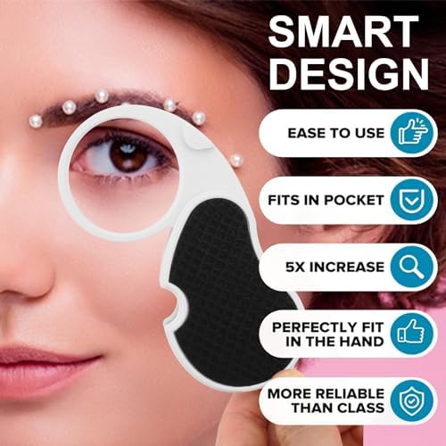 Rongon ‌Pocket Magnifying Glass Lighted Jewelers Loupe Magnifier‌ 5X Magnifying Loupe for Reading‌ & Jewelry Inspection, Portable Folding Case for Hobby, Crafts, Low Vision (3 Pcs)‌