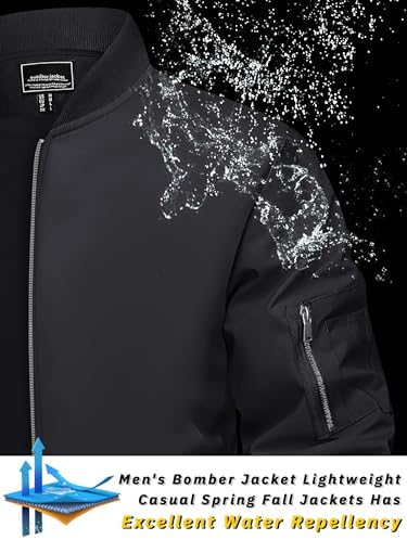 TACVASEN Men's Bomber Jacket Lightweight Casual Spring Fall Windbreaker Zip Up Coat with Pocket