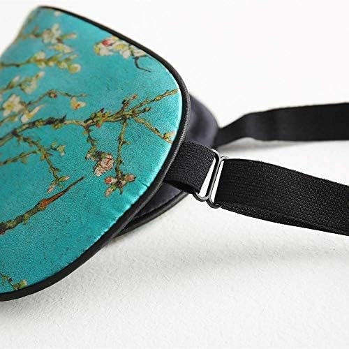 Tim & Tina Silk Sleep Mask for Women Men Comfortable Blindfold Eye Mask with Adjustable Strap for Travel Yoga Nap Shift Work (Green Flower)