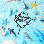 21 Pack Shark Cake Topper Sea Creatures Shark Figurines Decoration Starfish Sea Grass Coral Cake Decorations Ocean Theme Birthday Party Decorations DIY Star Balls for Baby Shower