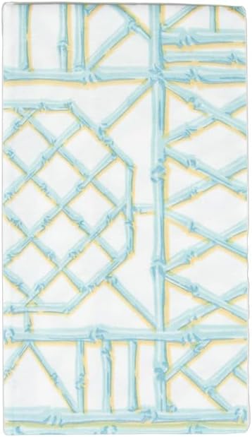 Caspari Bamboo Screen Robin's Egg Paper Linen Guest Towel Napkins - 12 Per Package
