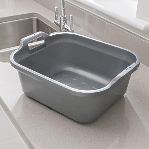 Addis 517935 Large Rectangular 10 Litre Washing Up Bowl with Handles, Metallic Silver, 39 x 32 x 14 cm
