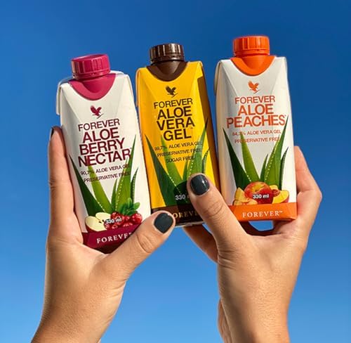 2 x Forever Aloe Berry Nectar Minis (330mL/11.15oz Each) 90.7% Pure Inner Leaf Aloe Vera Gel, No Added Preservatives. Gluten-Free (Pack of 2)