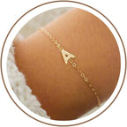 Turandoss Gold Initial Bracelets for Women Girls Jewelry Gifts Trendy - Dainty 18k Gold Plated Letter Initial Bracelet Tiny Letter A-Z Bracelets Personalized Bracelets Gifts for Women Girls Gifts