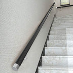 Black Wooden Stairs Handrail, Seniors Disabled Handicap Grab Bars for Steps Deck Porch Loft Wall Mount, Stainless Steel Kit, 50cm~150cm Long (Size : 130cm(51in))