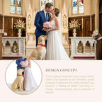 Storieme Bride Groom Cake Topper: Couple and Pet Dog Resin Figurine with Secure Base - Newlyweds Family Gifts for Wedding Anniversary & Engagement
