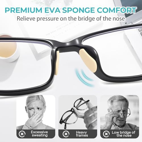 EVA Foam Nose Pads for Glasses,96 Pairs Non Slip Eyeglasses Nose Pads Replacement,Ultra Soft & Hypoallergenic & Lightweight Cushions for Eyeglasses Sunglasses