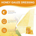 Manuka Honey Gauze Wound Dressing 2" x 2",10 Pack Manuka Honey Wound Care Pads, Medical Grade Honey Bandages for Wound Care, Honey Patch for Faster Healing from Burns,Abrasions,Cuts and Scalds