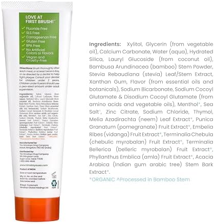 Himalaya Botanique Whitening Antiplaque Toothpaste with Bamboo + Sea Salt, Fluoride Free, for Gentle Whitening, 4 oz