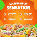 Sweetzone Sour Jelly Suckers 800g 100pcs, Fizzy Fruity Gummies, Retro Soft Halal Gummy Candy, Sweet Tub of Bulk Sweeties, Jelly Sweets for Kids, Party Candy, Bulk Sweet Gummy Mix