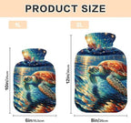 Sea Turtle Under Night Hot Water Bottles with Soft Cover Feet and Bed Warmer Hot Water Bag for Neck and Shoulder Pain Relief, 1 Liters