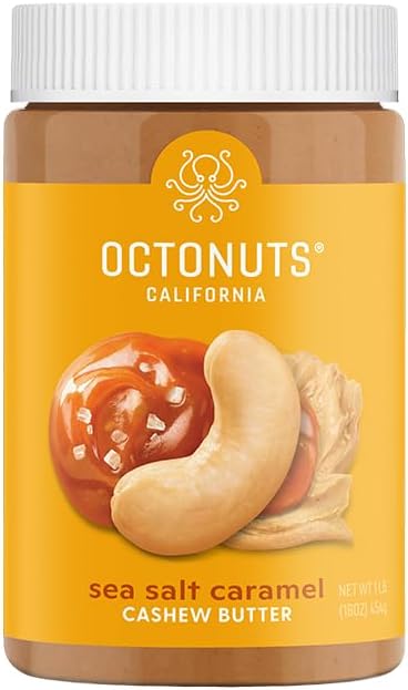 Octonuts Dry Roasted Sea Salt Caramel Cashew 16oz Nut Butter - Pure Creamy Nut Butter - Delicious Foods - Gluten Free, Vegan, Kosher, Paleo, Non-GMO Nut Butters