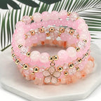 Caiyao 5Pcs Bohemia Multilayer Floewr Crystal Glass Beaded Bracelet Set Colorful Stackable Flower Beaded Friendship Stretch Bracelets for Women Men Summer Beach Boho Hawaii Holiday Jewelry Gifts