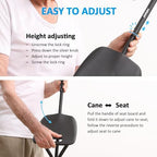 REHAND Walking Cane with Seat,Lightweight Foldable, Adjustable, Collapsible Canes with Stool for Men & Women, Heavy Duty All Terrain Tip, Portable Walking Stick Chair for Seniors & Adults