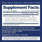 BodyHealth PerfectAmino (150 ct) Easy to Swallow Tablets, Essential Amino Acids Supplement with BCAAs, Vegan Protein for Pre/Post Workout & Muscle Recovery with Lysine, Tryptophan, Leucine, Methionine