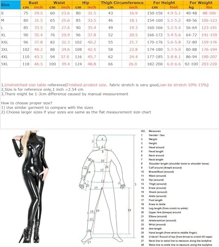 Women's Sexy Shiny Synthetic Latex 3D Breast Catsuit Front with Zipper Bodysuit Wet Look Jumpsuit Clubwear