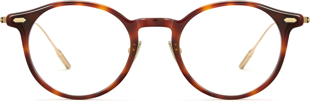 Cyxus Titanium Acetate Blue Light Glasses Woman Men, Round Reduce Eye Strain Anti-Migraine Computer Work Study 8364