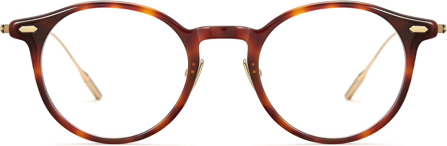 Cyxus Titanium Acetate Blue Light Glasses Woman Men, Round Reduce Eye Strain Anti-Migraine Computer Work Study 8364