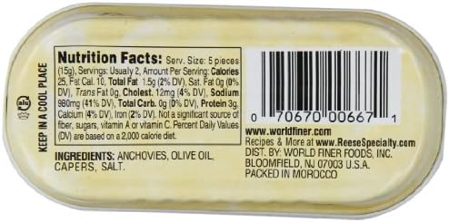 Reese Rolled Anchovies, 2 Ounce Tins (Pack of 10)