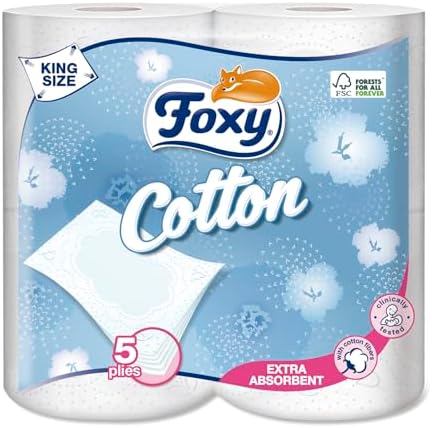 Foxy Cotton Toilet Paper, 5-Ply, 120 Sheets, FSC Certified(Pack of 10)
