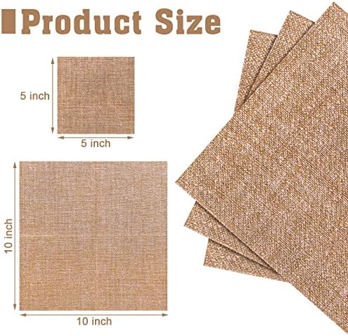 Spiareal 200 Pcs Burlap Paper Napkins 10 x 10 Inches Rustic Brown Disposable Dinner Decorative Cocktail Napkins for Party Wedding Birthday