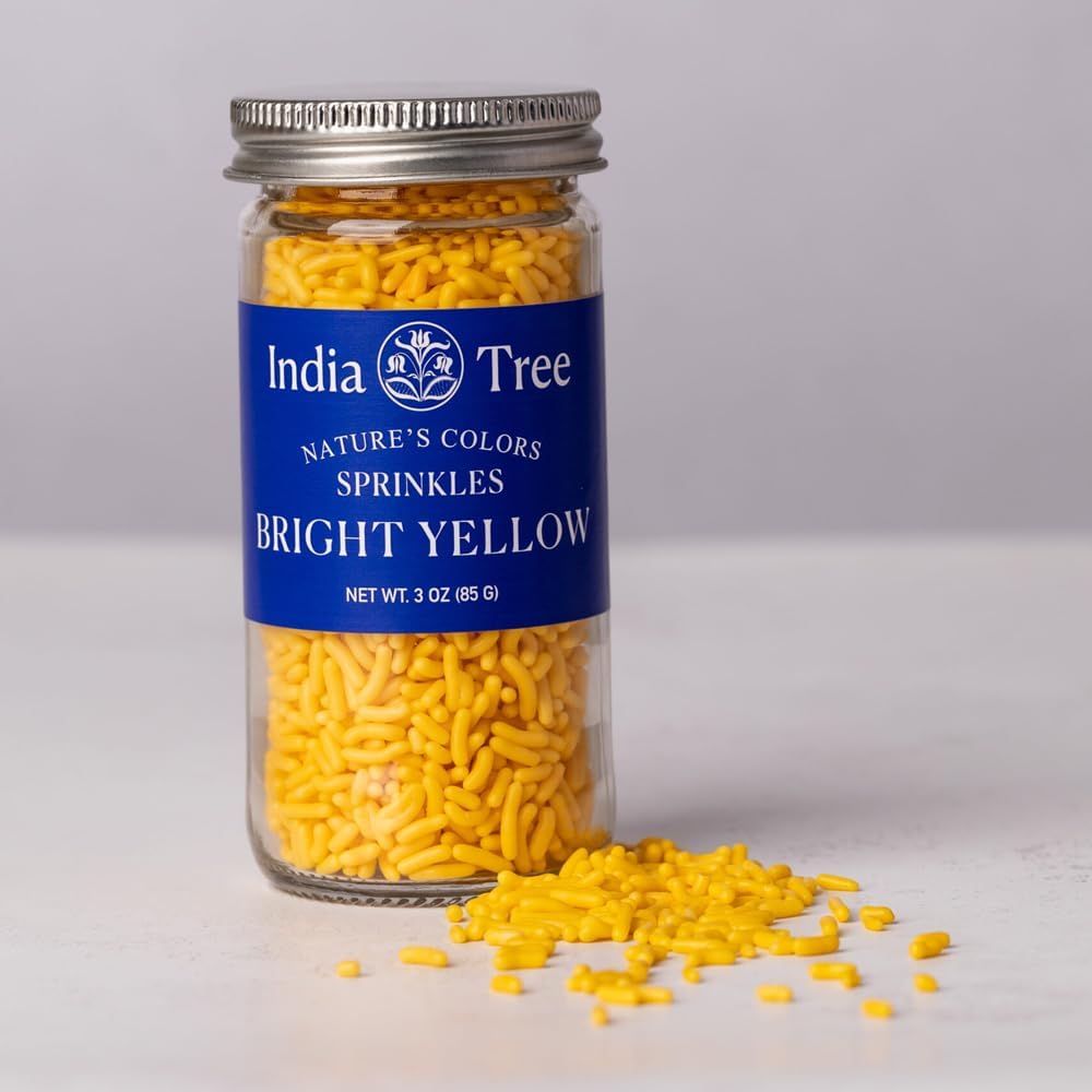 Bright Yellow Sprinkles – Vegan, Non‑GMO, Dye‑Free, Allergen‑Free, 3 oz Jar – India Tree Nature’s Colors