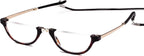 Agstum Mens Womens Half Moon Foldable Reading Glasses with Portable Case (Tortoise shell, 1.0)