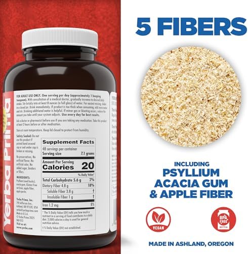 Yerba Prima Soluble Fiber Formula Powder, 12 Ounce - Premium Dietary Fiber Supplement, Natural, Concentrated Soluble Fiber, Gluten Free, Non-GMO, Mfg in USA