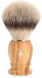 MÜHLE Classic Olive Wood Medium Silvertip Fiber Shaving Brush - Synthetic Luxury Shave Brush for Men, Rich Lather